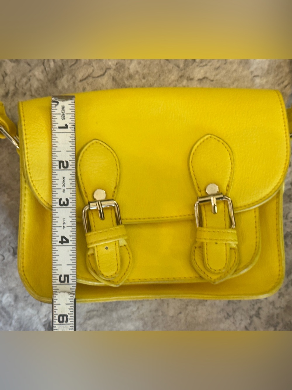 Yellow Women's Leather Satchel Crossbody Bag - Picture 4 of 9